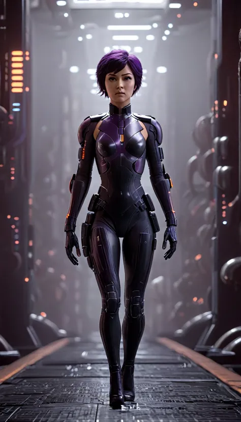 professional 3d model cinematic scene, sabine wren, huge breasts, ghost in the shell, detailed background, masterpiece, best qua...