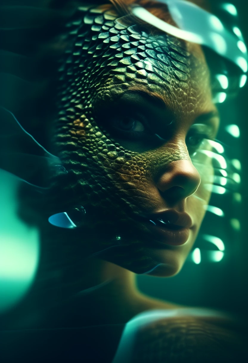 Reptilian Woman ~ Double Exposure