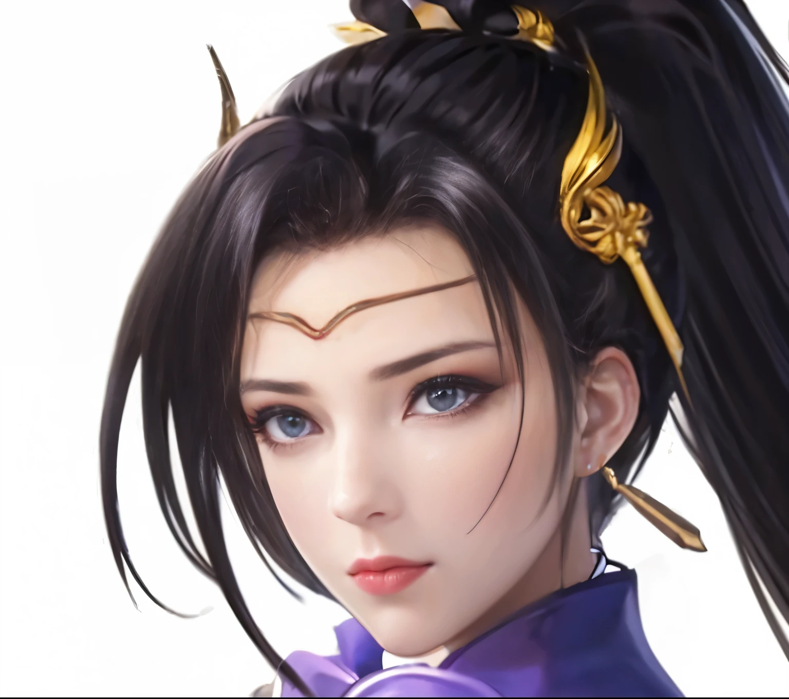 一個馬尾辮和紫色上衣的女人拿著一把劍, Heise Jinyao, yun ling, Xianxia hero, bian lian, 靈感來自李梅樹, 受到朱濂的啟發, 十二生肖少女騎士肖像, full body Xianxia, Xianxia, 陳咲美, g liulian art style, heise-lian yan fang