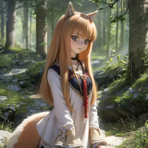 best quality,4k,8k,highres,masterpiece:1.2,ultra-detailed,realistic:1.37 (landscape, fantasy),wolf girl or Horo (from the anime ...
