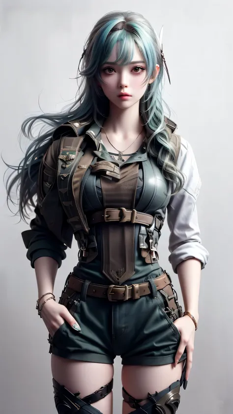 ((Live 2D))  masterpiece, One girl, whole body, Stand up straight, steampunk clothes, uniform, View your viewers, Detailed face,...