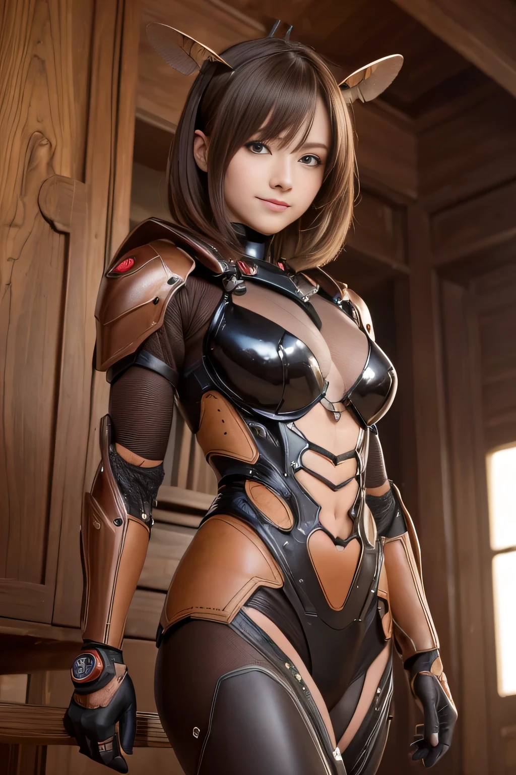 (high resolution,masterpiece,best quality,extremely detailed CG, anime, official art:1.4), realistic, photo, amazing fine details, all intricate, gloss and shiny,awesome many layers, 8k wall paper, 3d, sketch, kawaii, illustration,( solo:1.4), perfect female proportion,villainess, (fusion of dark brown cockroach and lady:1.4), (brown cockroach form lady:1.2), (brown cockroach lady:1.2), (fusion:1.2), (solo:1.4), (evil smile:1.2), muscular, abs, (cockroach brown exoskeleton bio insect suit:1.4), (cockroach brown exoskeleton bio insect armor:1.2), (brown transparency cockroach wing:1.4), (brown cockroach antennae:1.3),