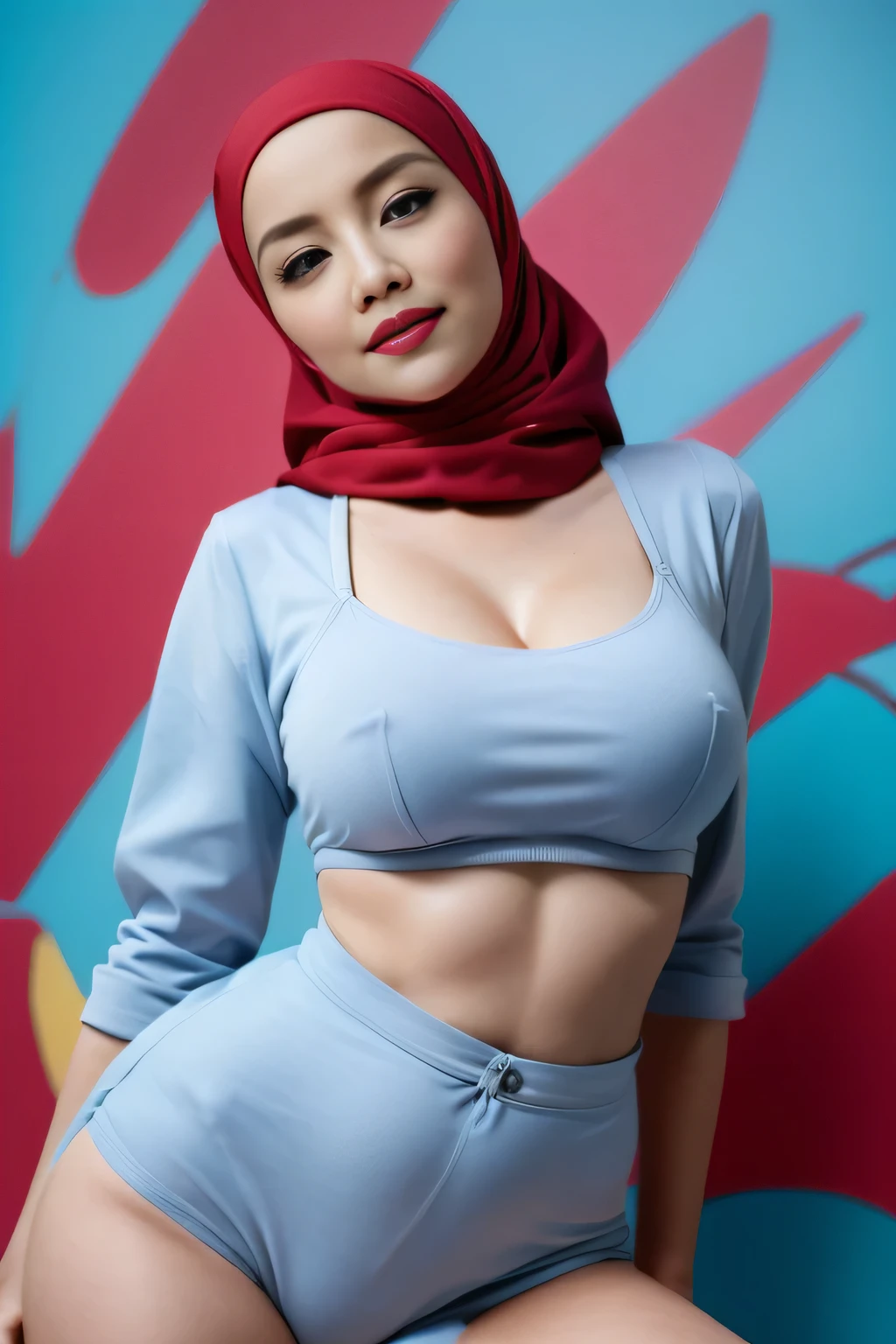 A close up of a woman wearing a hijab posing for a picture - SeaArt AI