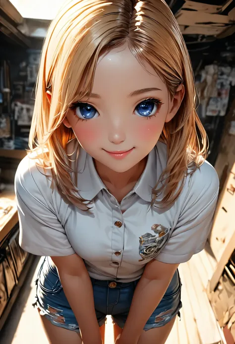 masterpiece、highest quality、Highest Level、Best image quality、Pieces fly、Intricate details、High resolution、Depth Field、Natural light、Professional Lighting、(One girl)、(cute:1.3)、Very beautiful 15 year old manga girl、素敵なsmile、Red cheeks、(Skin with attention t...