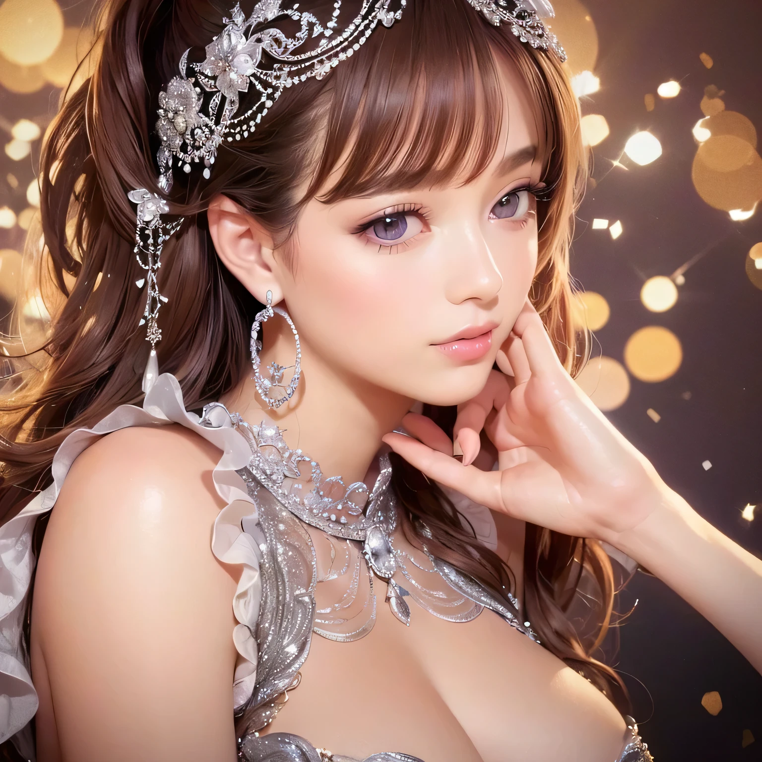 (best quality,highres,ultra-detailed),(realistic:1.37),2girls,beautiful detailed eyes,beautiful detailed lips,extremely detailed eyes and face,long eyelashes,romantic lighting,soft colors,portrait,emotional,flowing hair,delicate hands and fingers,touching moment,graceful movements,gentle expressions,subtle shades,long sheer skirts,gr3ysh33r,very sensual posing