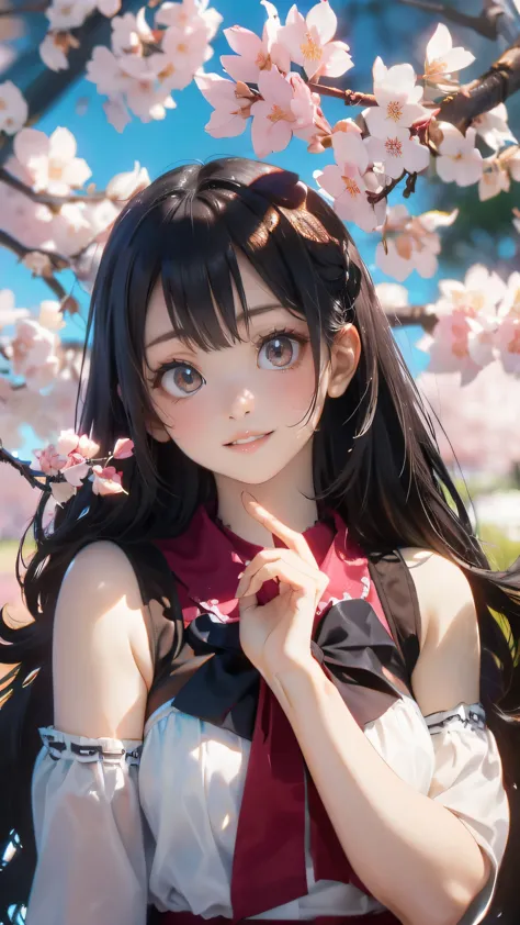 A park where cherry blossoms dance,high school girl,(random cute pose),(random hairstyle),(Highest image quality,(8K), Ultra-rea...