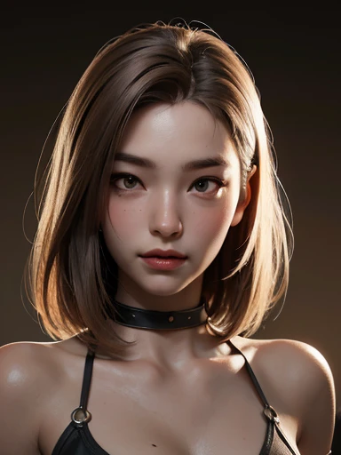 (High resolution), (Ultra delicate), (clear), Realistic，((Sepia hair girl)).((Toxic Cyberpunk)），face，Skin realism、A fusion of Japanese style and the near future、Black pupil、Astrology,very small eyes
