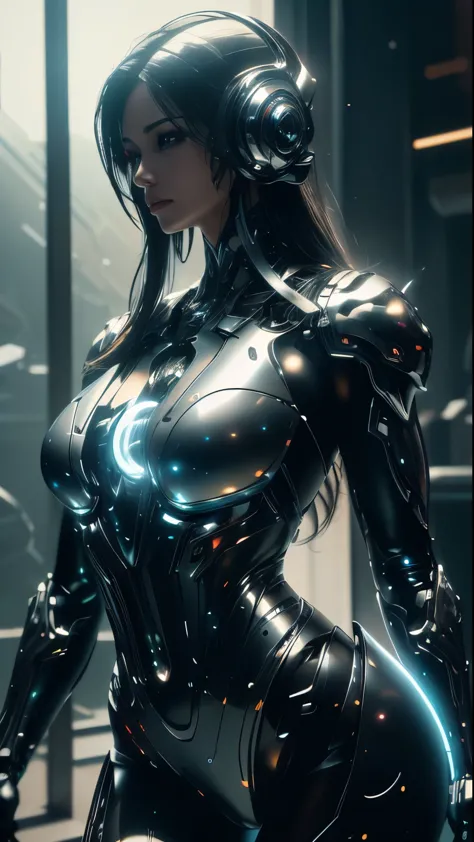 ((best quality)), ((masterpiece)), (detailed: 1.4), ....3D, A photo of a beautiful woman in thick neon and protective armor with...