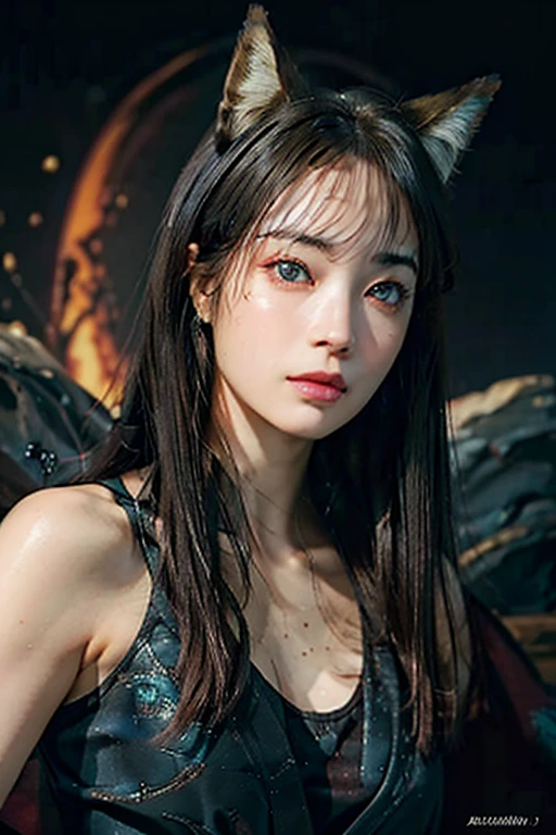 Rough Craft&#39;S Worldから来た女性のエイリアン, highly detailed artistic photography, midnight aura, Night Sky, Detailed gorgeous face, dream-like, Shine, Backlit, Glamour, Sparkling, (very detailed face and eyes:1.2), (High resolutionの光る赤い目:1.4), Perfect Anatomy, (A beautiful, toned body:1.5), (Moisturized Skin:1.2), No makeup, (fox:1.4),(Thick eyebrows:1.2), Long canines. Smooth, extRa High resolution, 8K, Unreal Engine 5, Ultra-sharp focus, Art by Alberto Seveso, The buds of art, Barbaric, SF, Complex芸術作品の傑作, evil, Matte Movie Poster with Image, Golden Ratio, Trending on CGsociety, Complex, wonderful, ArtStation Trends, author: The buds of art, H. R. Giger and Beksinski, very detailed, Rough Craft&#39;S World,  Cthulhu, vibration, Draw a movie character, Ultra high quality model, Cinematic Quality, Detail up, (Complex details:1.2), High resolution, High resolution, draw faithfully, (Thick eyebrows:1.2), (Big scarlet eyes:1.3)