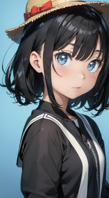 Anime girl aux longs cheveux noirs portant un chapeau de paille, style animé 4k, beau portrait animé, style artistique anime moe, fond d&#39;écran animé 4k, fond d&#39;écran d&#39;art animé 4k, style artistique anime de haute qualité, anime style portrait, guweiz, oeuvre d&#39;art dans le style de guweiz, art animé numérique détaillé, fond d&#39;écran d&#39;art animé 8 k, jolis portraits de filles animées