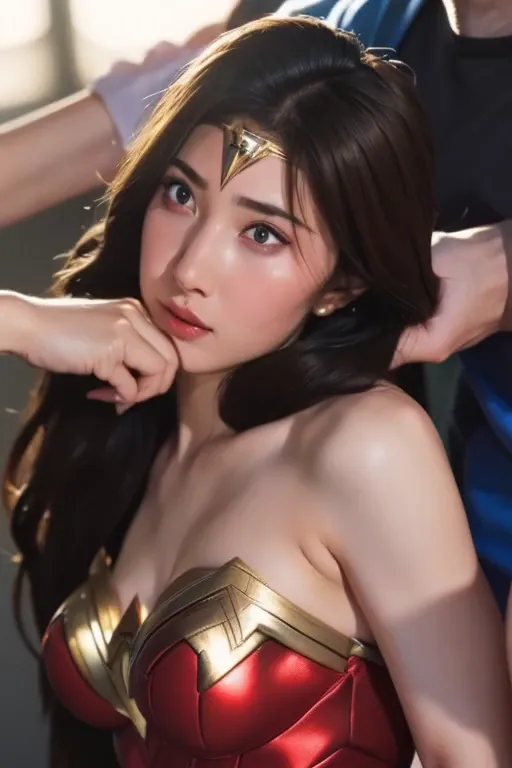 完璧なWonder Womanの衣装,sleeping face,close ~ eye,Open your mouth,Tired face,Face of Suffering,sleeping face,Fight with the men,Surro...