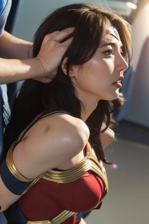 From the side,完璧なWonder Womanの衣装,Get down on all fours,sleeping face,close ~ eye,Open your mouth,Tired face,Face of Suffering,sk...