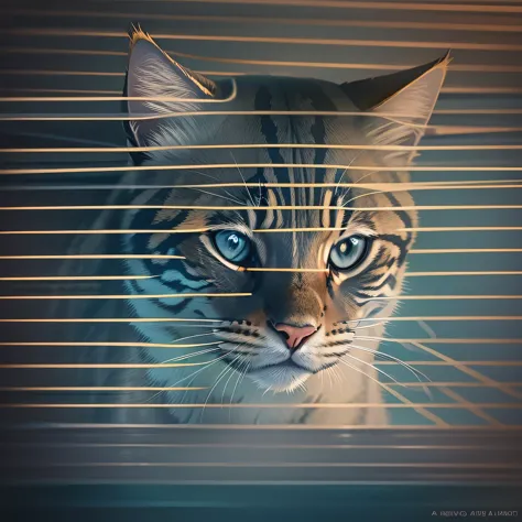 Light leak close up photo of a cat in the neon shade of light, in the style of op art, Supremati, striped alien photography, mel...