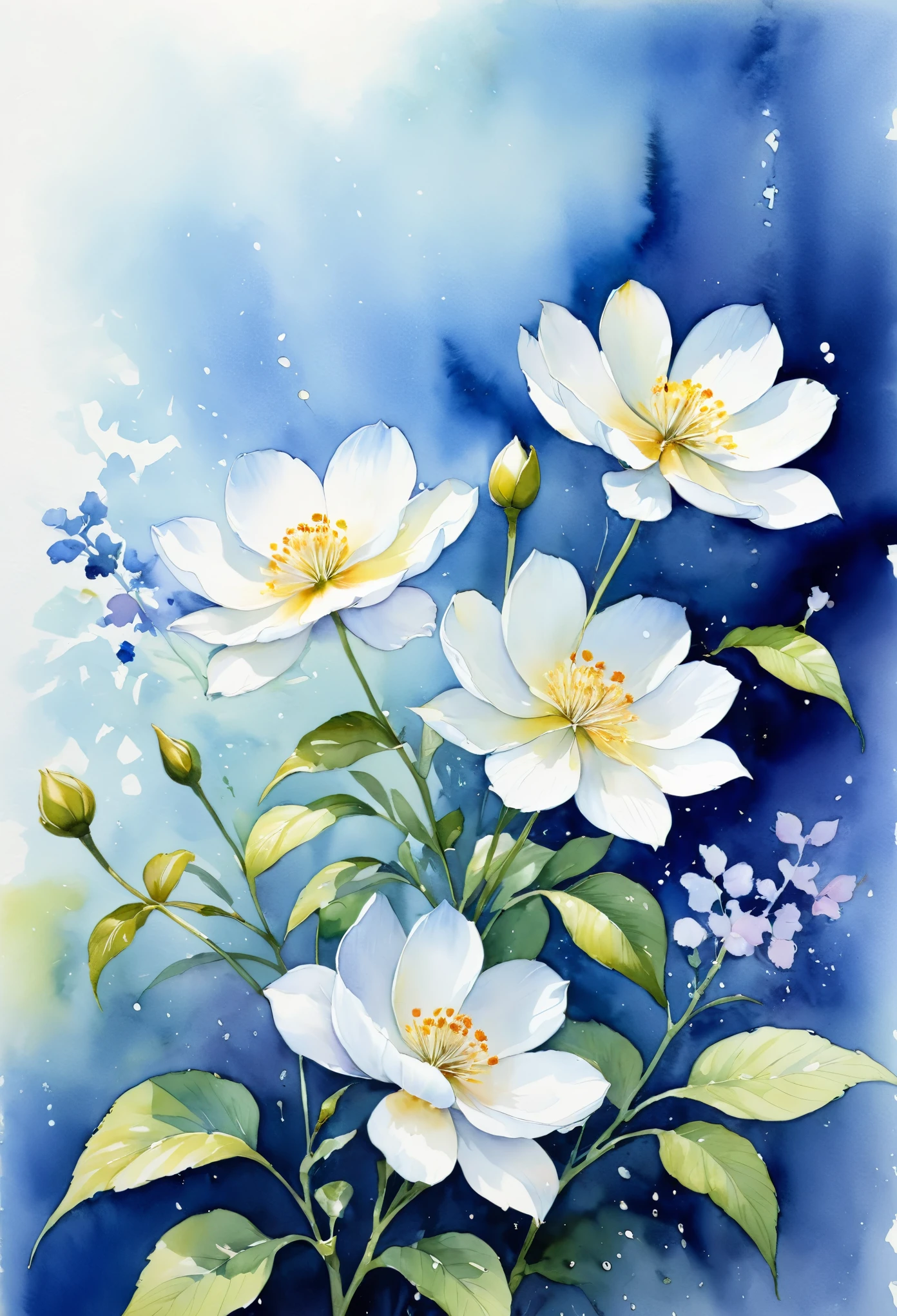 flower，水彩flower卉，watercolor painting，watercolor painting，illustration