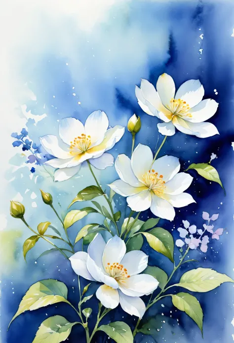 flower，水彩flower卉，watercolor painting，watercolor painting，illustration