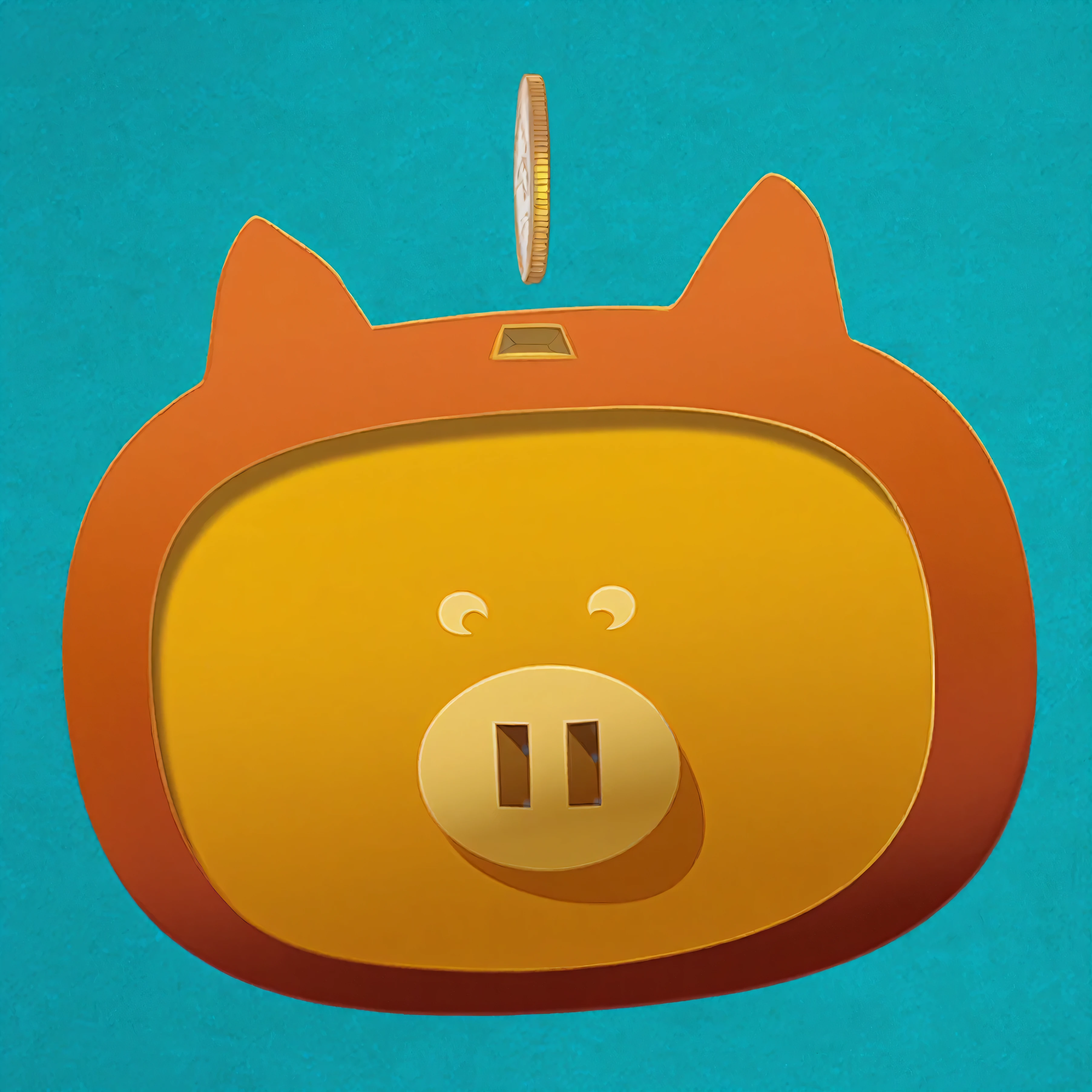 there is a porcogy bank with a coin sticking out of it, porco, criado no Adobe Illustrator, a porco, porcogy, porco porco porco, &quot;pork, half porco, “portrait of a cartoon animal, feito em adobe ilustrador, caricatural e simplista, animal style head, captura de tela, illustration&quot;, yellow rat porco, feito com ilustrador