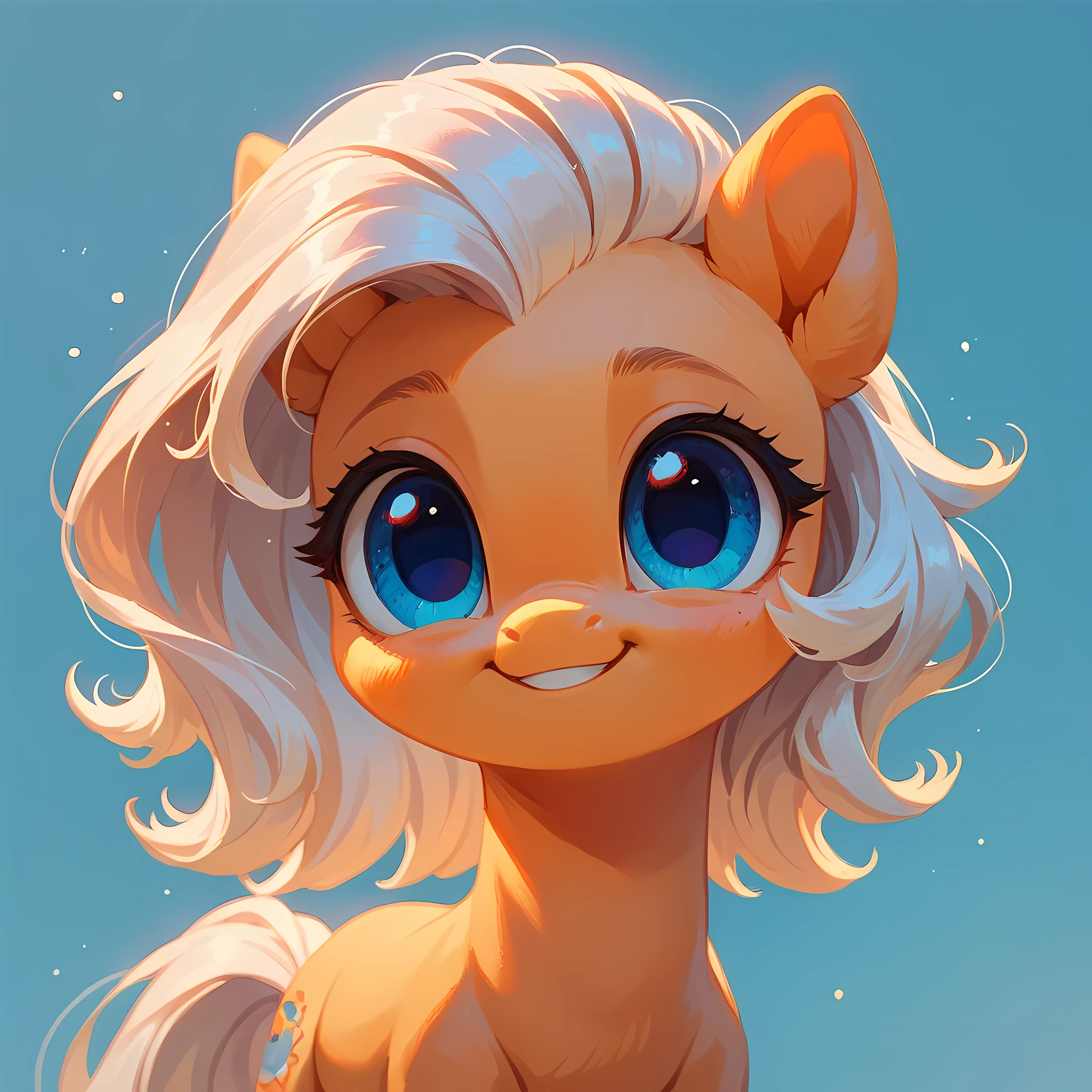 score_9, score_8_up, score_7_up, adorable pony,white mane, blue eyes, cute background