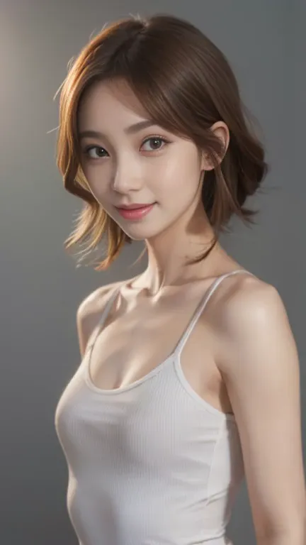 (very detailedな cg unity 8k最高品質, very detailed, looking at the camera:1.2, the light shines on your face:1.5, gray background, p...