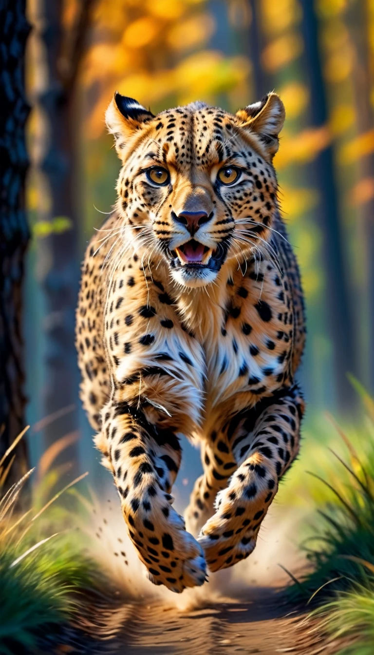 (best quality,4k,8k,highres,masterpiece:1.2),(motion blur:1.5), ultra-detailed,(realistic,photorealistic,photo-realistic:1.37),(profile shot:1.5),Gepard,painting,wild run, run very fast,motion blurred background,(motion blur shows the speed at which gepard run), detailed fur texture,motion blurred scenery,  motion blured lines, immersive motion blured forest environment.