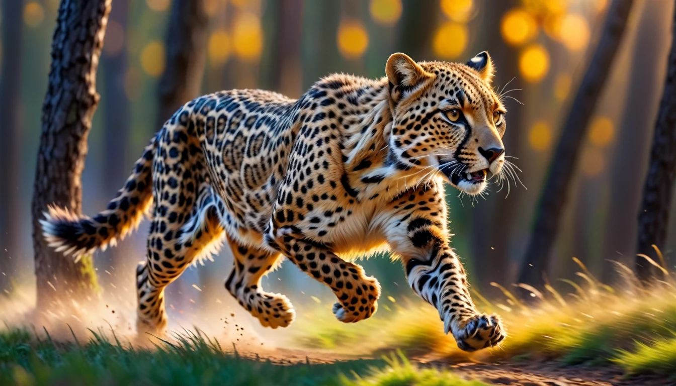 (best quality,4k,8k,highres,masterpiece:1.2),(motion blur:1.5), ultra-detailed,(realistic,photorealistic,photo-realistic:1.37),(profile shot:1.5),Gepard,painting,wild run, run very fast,motion blurred background,(motion blur shows the speed at which gepard run), detailed fur texture,motion blurred scenery,  motion blured lines, immersive motion blured forest environment.