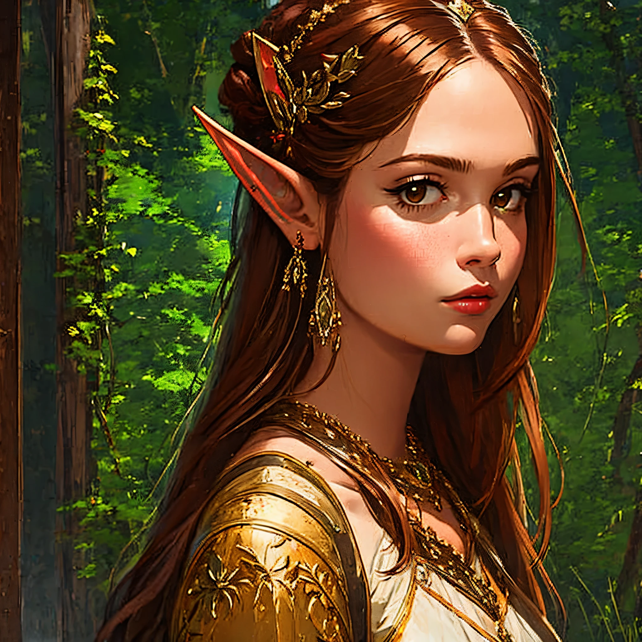 a close up of a elf girl with a green dress, elf girl, elf princess, very beautiful elven top model, hyperrealistic fantasy art, beautiful and elegant female elf, realistic fantasy render
