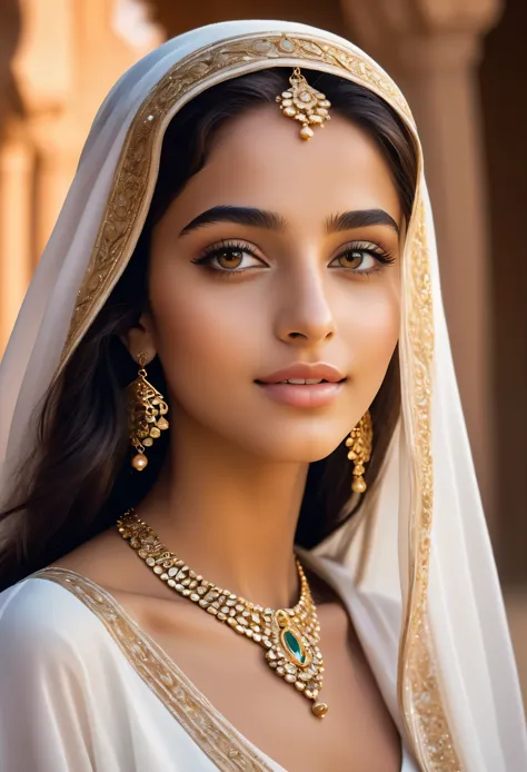 (ultra-detailed,photorealistic:1.37),(best quality,4k,8k,highres,masterpiece:1.2), This 16-year-old Saudi Arabian girl is a visi...