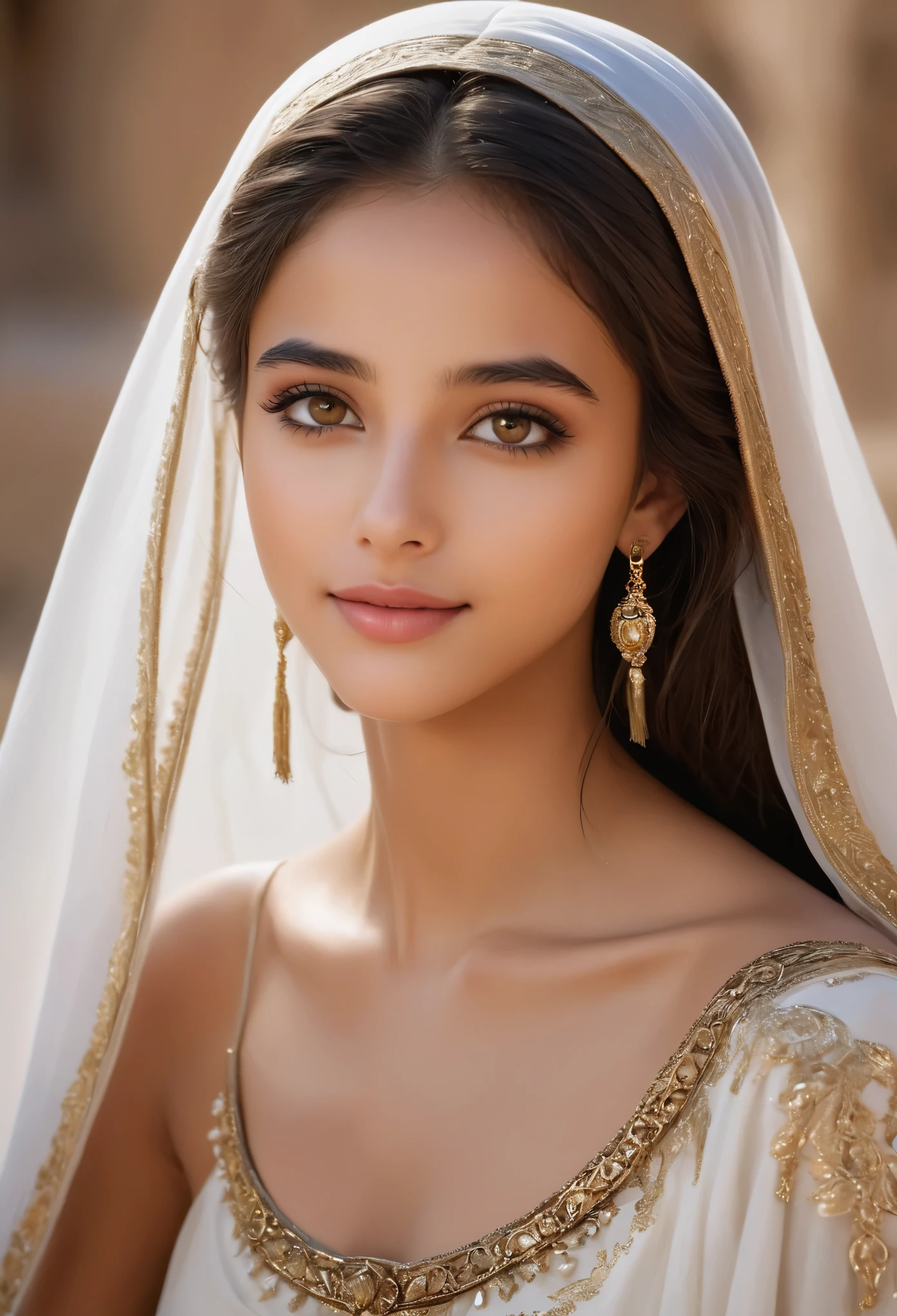(超詳細,写実的な:1.37),(最高品質,4K,8k,高解像度,傑作:1.2), この16歳のサウジアラビアの少女は、この世のものとは思えないほどの美しさを放っている。, 彼女を見つめるすべての人を魅了する. 彼女の長い, 流れるような漆黒の髪が、きらめく滝のように彼女の肩に流れ落ちる。, 彼女の繊細な顔立ちを神秘的で魅力的な雰囲気で縁取る. 彼女の目, 深い闇の淵, 彼らの中には秘密の宇宙が眠っている, 彼女の年齢を超えた時代の知恵がきらめいている.

彼女の肌, 砂漠の太陽にキスされて, 輝く暖かさで輝く, 故郷の黄金の砂浜を彷彿とさせる. 彼女の顔の繊細な曲線はどれも完璧に彫刻されている, 彼女の高い頬骨が光を捉え、息を呑むほどの優雅さを披露している.

彼女が微笑むと, まるで彼女の周りで世界全体が明るくなったかのよう, 彼女の笑い声は風に吹かれて音楽のように響いた. 彼女の服装, 複雑なパターンと繊細な生地で飾られています, 彼女の細い体は芸術作品のように覆われている, 彼女の自然な美しさを損なうのではなく、引き立てる.

彼女の存在の中で, 時間が止まったようだ, まるでおとぎ話から現実に飛び出したかのよう, 優雅さと魅力の真の体現. この16歳のサウジアラビアの少女は美しいだけではない; 彼女は生きている, breathing 傑作, 人間の形態の無限の驚異の証.