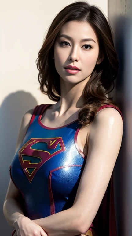 half length,1 Girl,(Perfect figure,be tall and slim),alone,Are standing,(背景にビル群とzero:1),zero,Focus on the face,Beautiful Face,detailed delicate young face,Supergirl, (Supergirl Suit:1.5),Jumpsuit,wet、(Huge breasts,big ,big breasts:1.3),Thigh Gap,camel toe,Realistic style,Vivid picture,masterpiece, (最high quality:1.2),Super detailed,Realistic,High resolution,high quality,Cinematic Light,Ray Tracing,超High resolution,uhd,(photoRealistic:1.5),Intricate details,Fine texture,finely,high quality shadow