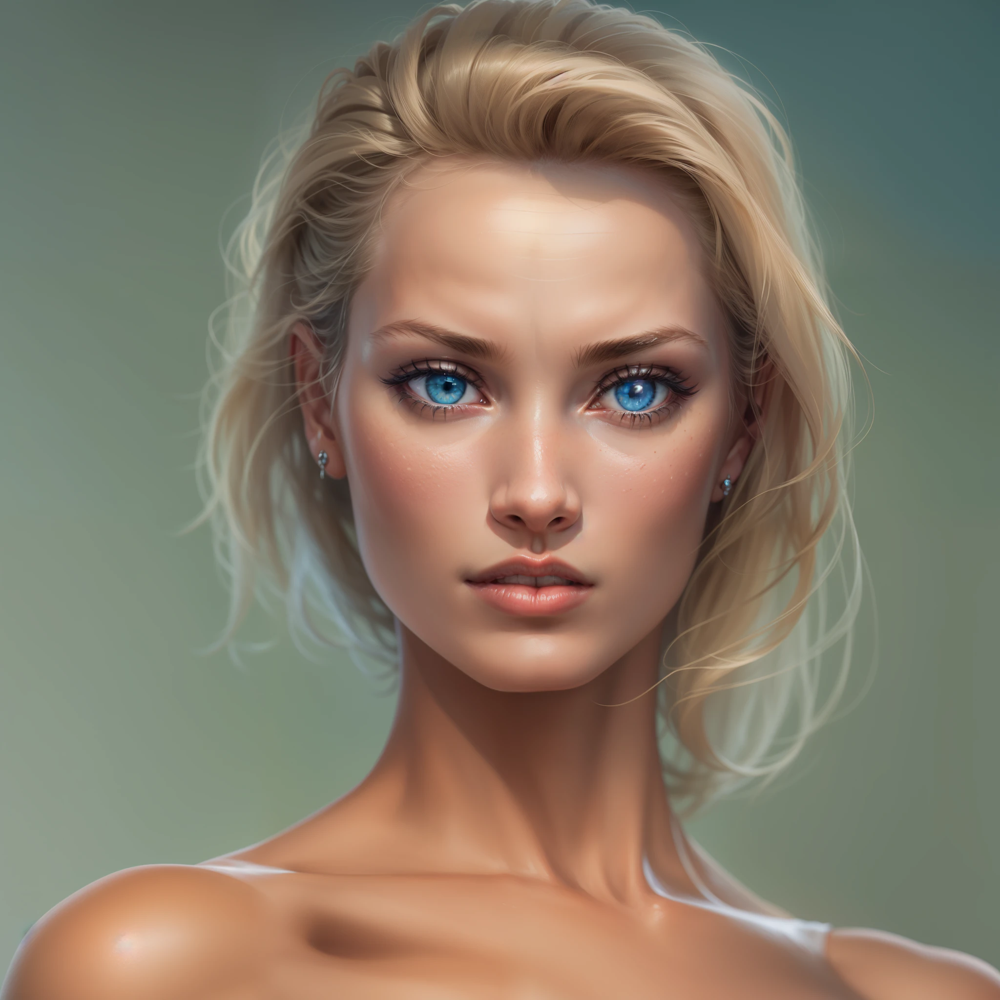 A close up of a woman with blue eyes and a dress - SeaArt AI