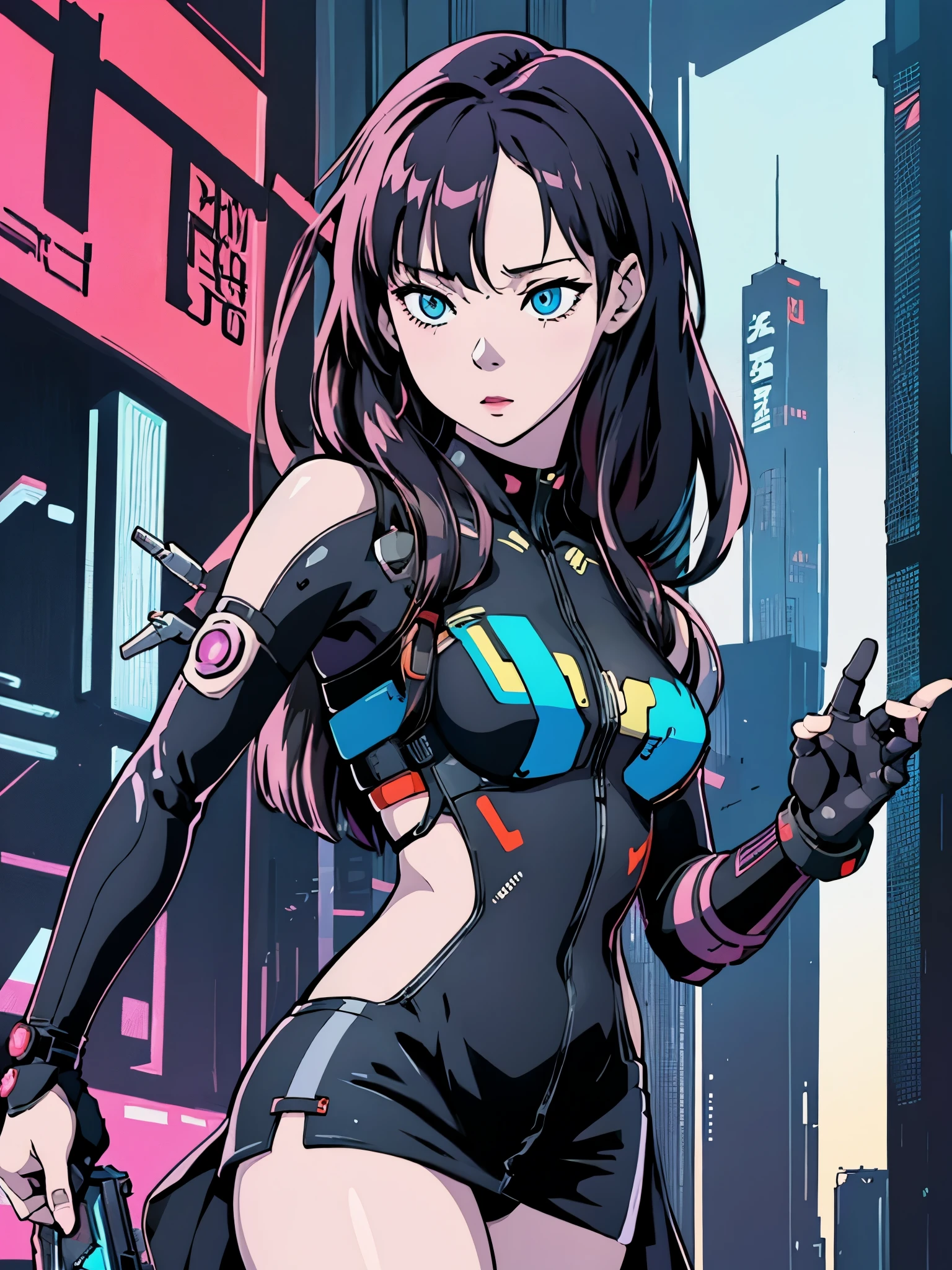 digital art drawing, illustration of (girl with pads on her skin, cyberpunk 2077), anime drawing/art, bold linework, illustration, digital art, masterpiece, flat illustration, no shadows, 8k resolution, high detail, vector art, only anime, perfect eyes, perfect lines.
