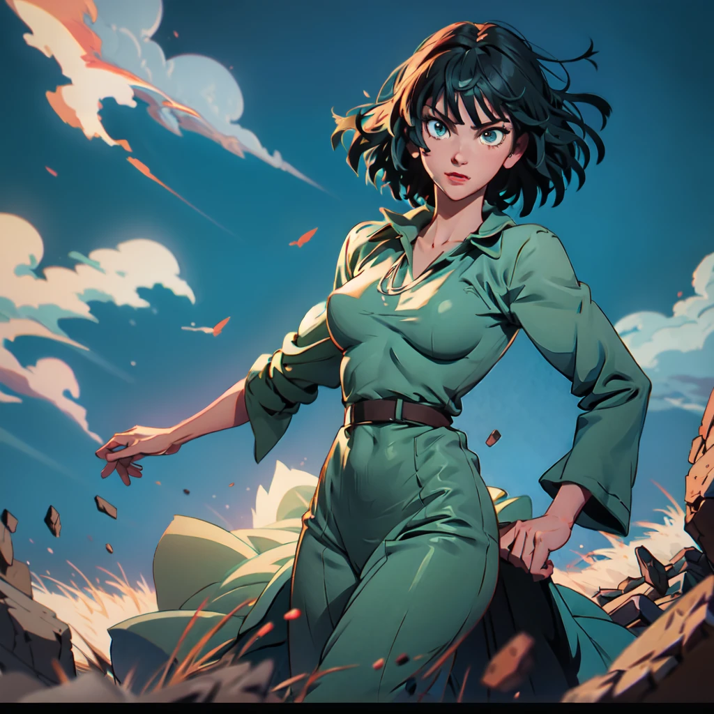 Anime art style, Fubuki from one punch man, green hair, white skin - SeaArt  AI