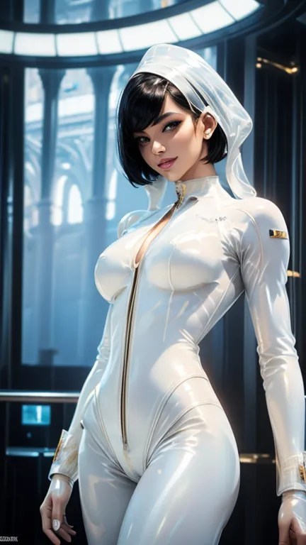 (best quality, 8k, masterpiece, ultra-detailed),super hero Woman 32 years-old,black short hair,beautiful detailed face, big eyel...