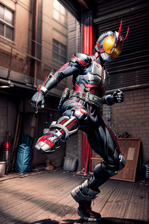 #quality(8k wallpaper of extremely detailed CG unit, ​masterpiece, hight resolution, top-quality, top-quality real texture skin,hyper realisitic, digitial painting,increase the resolution,RAW photosbest qualtiy,highly detailed,the wallpaper),solo,#1boy,(mature male,muscular,Faiz\(kamen rider 555\),black footwear,yellow eyes,black bodysuit,rider belt,gloves,helmet,armor,antennae,bodysuit,fighting stance,action pose,jumping kick:2.0,motion lines,motion blur on leg:1.6,red magic circl on foot),#background(big garage,inside), jumping_kick,kicking,from below,jumping_kick,kicking,from below,(motion lines:1.2),jumping_kick,kicking,from below,speed_lines,motion_blur,motion lines