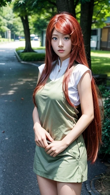 Real life adaption of this character,Asian teen beauty , realistic same hair, realistic outfit, realistic light, realistic shadow, hyper realistic, realism, realistic background,(photorealistic:1.2),brown color.
Kushina / Kushina Uzumaki (Kushina Uzumaki) / [Naruto: Shippuden,1girl ,red hair ,best quality ,ultra Higd ,detail realistic ,HDR pro