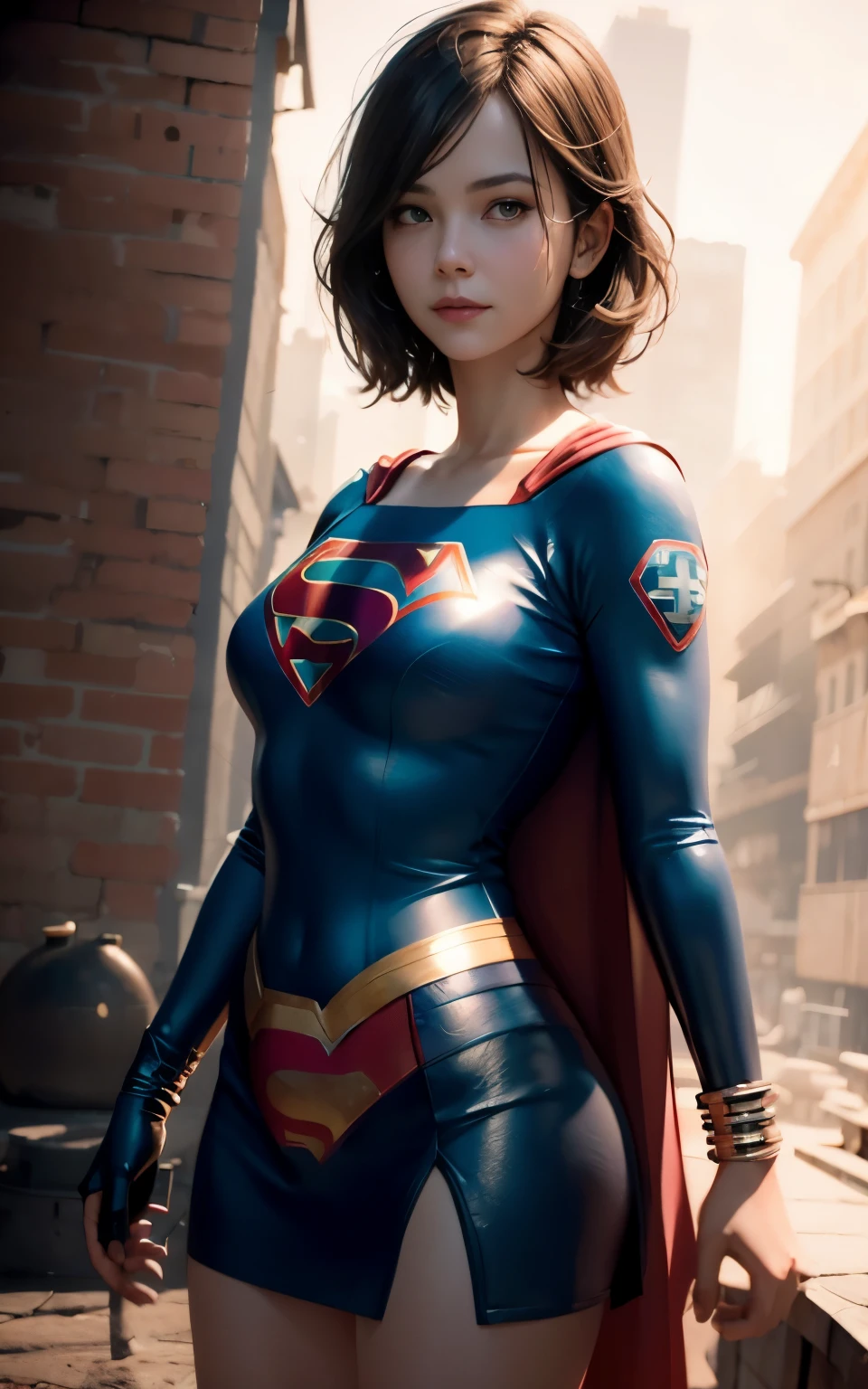 Super Girl, Mysterious smile, 3D magic details, James Jean Soft Light, 4K, yuri shwedoff and tom bagshaw, Beautiful digital art work, Sylvain Sarel and Igor Mosky, full-body shot