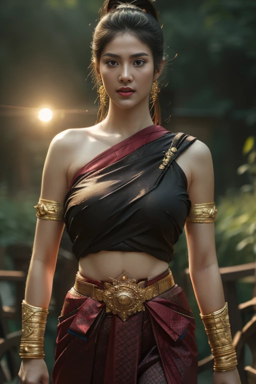 Belle fille ,Femmes thaïlandaises&#39;guerrier, walking at thai mesure, Poses dynamiques, Thaï Noi, Longue queue de cheval,Yeux Noirs,Muscles abdominaux, Corps dodu, poitrine arrondie, ([poitrine imposante:1.3), Tenez l&#39;arc en main et visez la cible. , crevasse, soleil du matin, Regardant le public, (Poses dynamiques), ((détails du visage)), Paupières doubles, c&#39;est fini, Réaliste, chef-d&#39;œuvre, la plus haute qualité, reflet, ombre, old mesure, mesure, [[Aberration chromatique]], par Jeremy Lipking, par Antonio J.... Manzanedo, peinture numérique, HDR, contraste élevé
