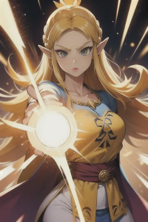 Princess Zelda as a super Saiyan god,