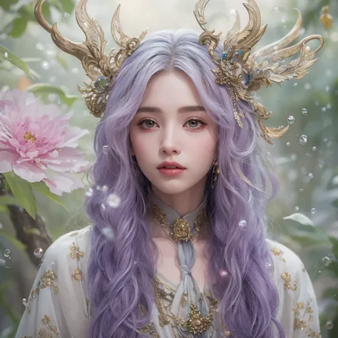 Snow hoop exclusion area 32K（tmasterpiece，k hd，hyper HD，32K）Long flowing purple-pink hair，Autumn Pond，zydink， a color， Tongzhou ...