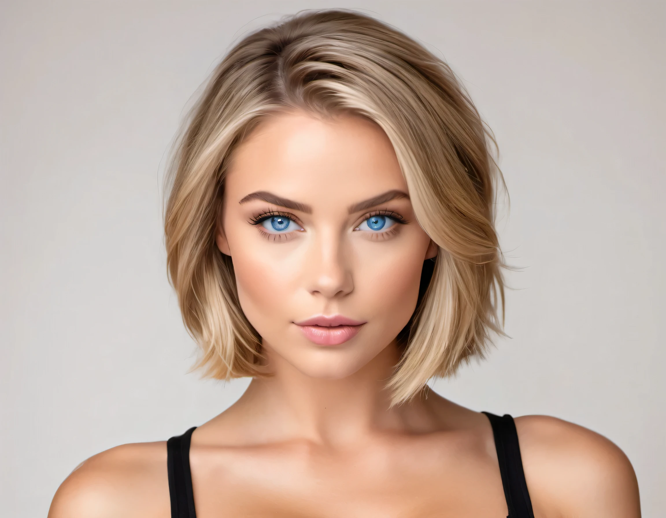 A woman with a very short blond hair and blue eyes - SeaArt AI