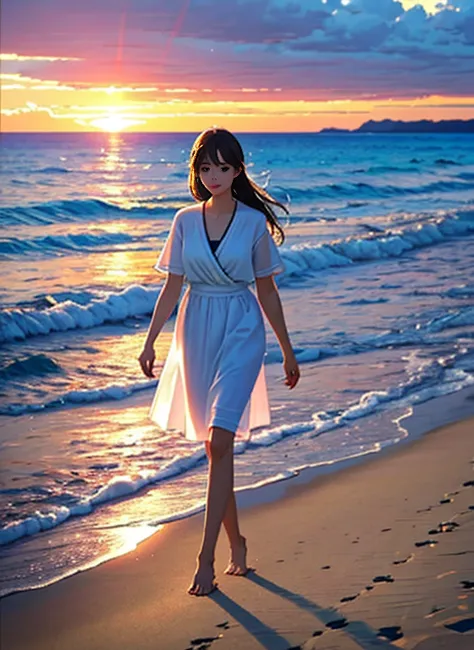 Stroll along the beach、Walking on the beach in the evening、