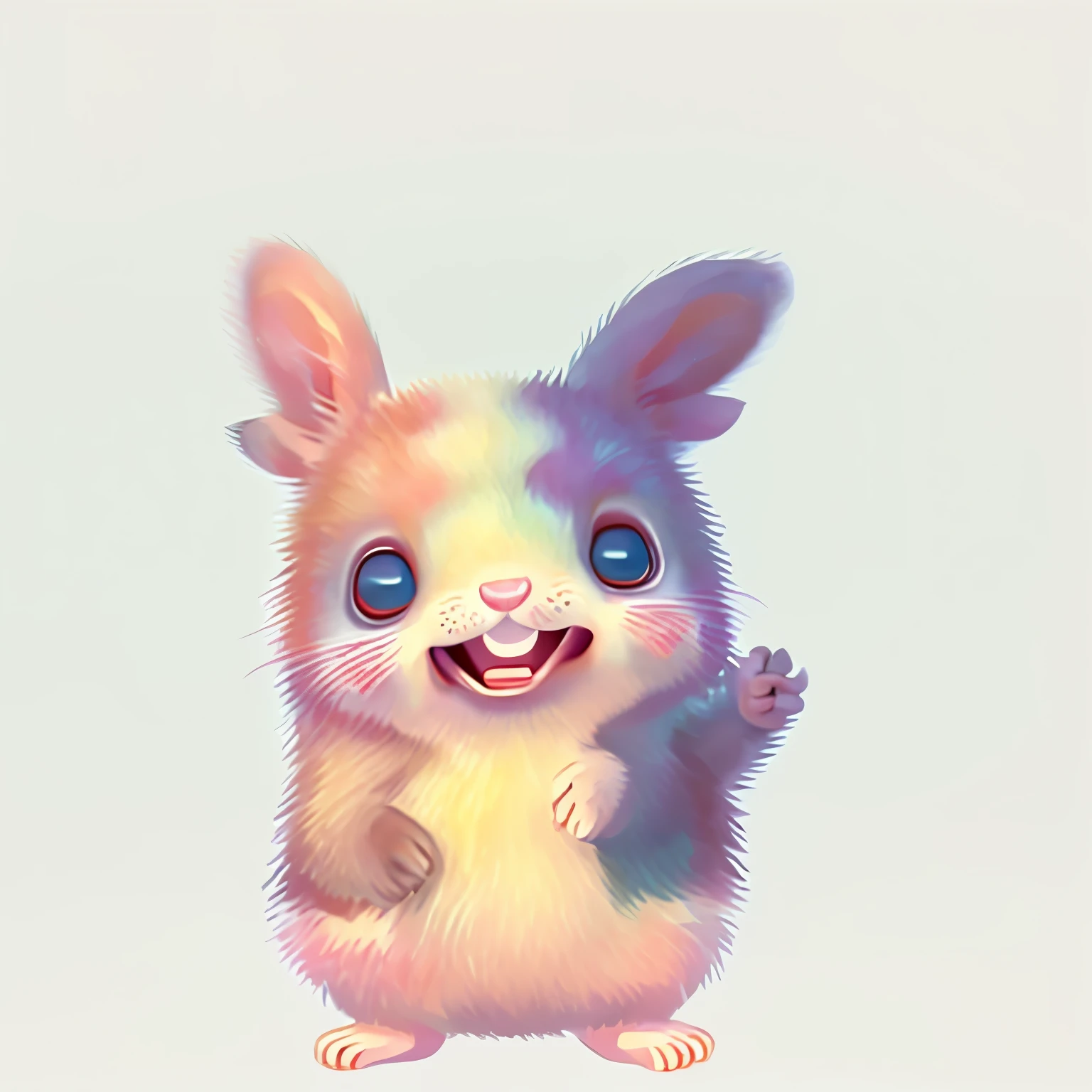 small Hamster, adorable digital painting, cute animal, hamster, smile teeth, upper_teeth_only, white_background, cute digital art, cute detailed digital art, digitally painted, cute creature, beautiful nature, weasel - ferret - stoat ) ], full body close -up shot, handsome weasel fursona portrait, cute single animal, cute forest creature, cute colorful adorable, realistic