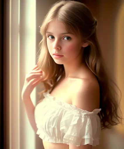 (cinematic photo:1.3) of (realistic:1.3),(cosy:1.3) beautiful 12 year old girl, (intricate light brown hair), highly detailed sk...