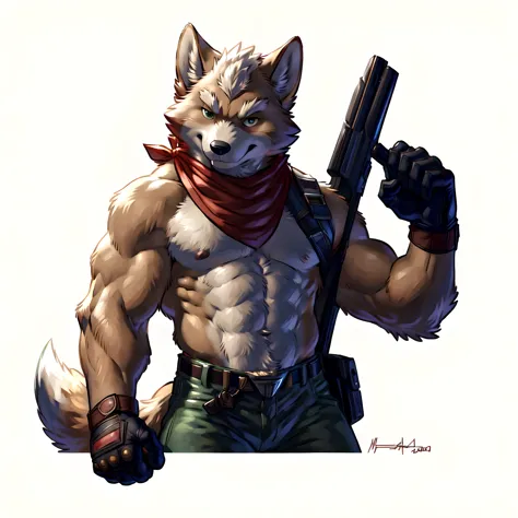 fox mccloud, 4k, high resolution, best quality, detailed, posted on e621, solo, anthro body, male, avarage build, (plain background:1.1), correct anatomy), sexy pose, posing, suggestive, strong lighting, (by wfa, by takemoto arashi, by meesh, by Taran Fidd...