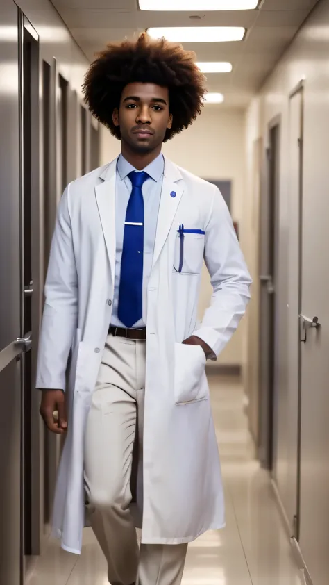 araafed doctor in a white coat and tie standing in the hallway, male doctor, wearing a white coat, doctor, doctor, wearing a lab...