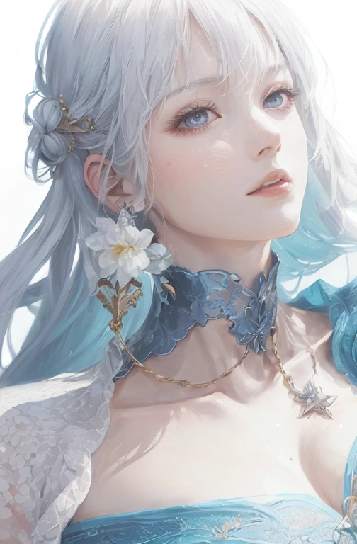 The best AI image creator、1 beautiful girl、(Big purple round eyes)、alone、Realistic,lips,Tabletop,highest quality,Excellent anatomy，Skin Texture、White Background、Small breasts、(Pink Hair)、(Glasses)、White Dress、Fantasy art style, Palace-like 、 green. Fine hair, Beautiful fantasy art portraits, Highly detailed digital art in 4K, Beautiful Fantasy Empress, Gweiz style artwork, ((Beautiful Fantasy Empress)), 8k high quality detailed art, beautiful anime portrait