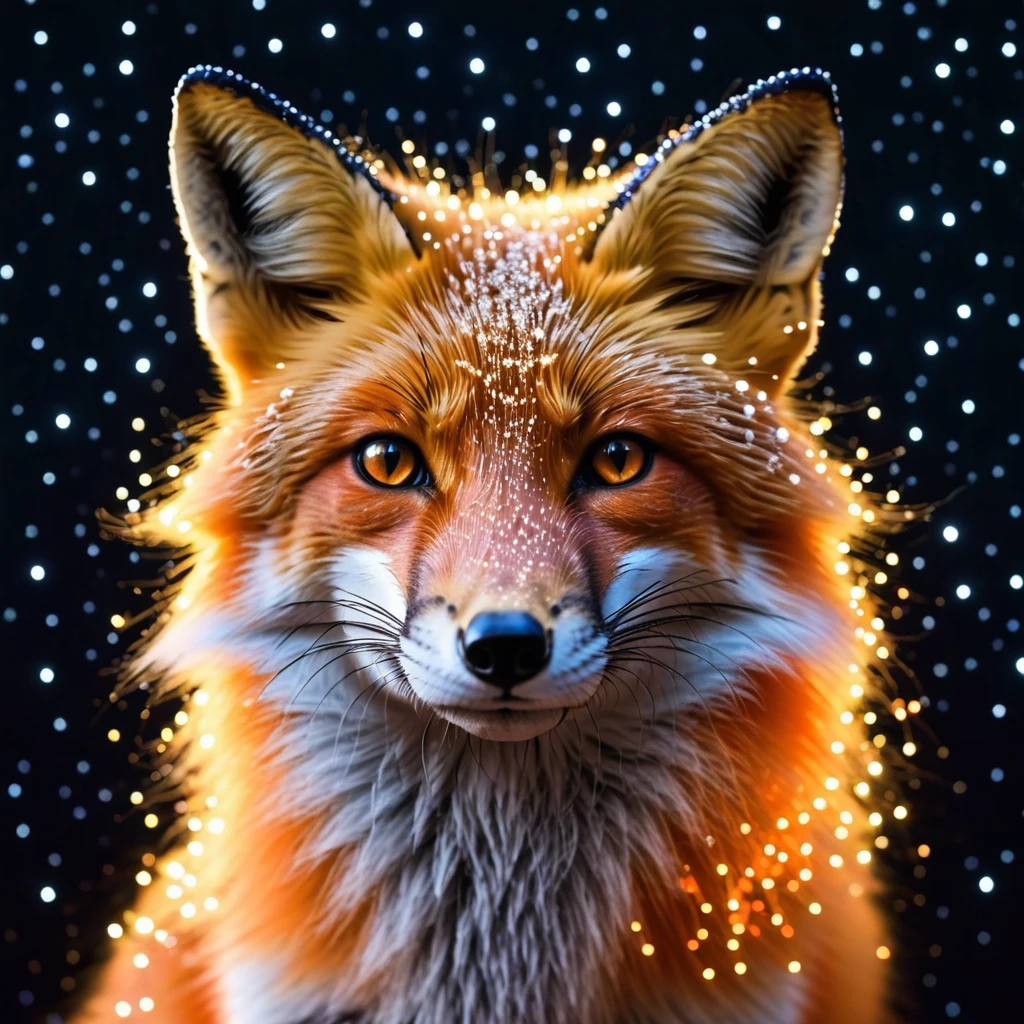 由发光星星组成的狐狸