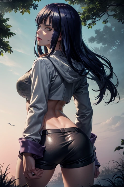 masterpiece, absurdres, 1 teenage girl, Age 15 old. Hinata [naruto],, floating hair, ribbon on her hair. masterpiece, absurdres , (intricate details), (colorful),cinematic lighting, extremely detailed CG unity 8k wallpaper 1girl, solo, Hinata Attractive looking. Slutty waist [Beautiful Curvy butt]. Hinata on all fours looking at the viewer, and a woods, wet skin, wearing white lingerie, beautiful ass, big ass, (extremely detailed face), behind, behind view, big butt. 8K resolution, super detailed, high quality
