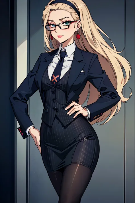 ((Masterpiece, best quality)),,smirk,smug, confident, arrogant
edgpskirt, ((navy pinstripe skirt suit)), suit and tie, (((three-...