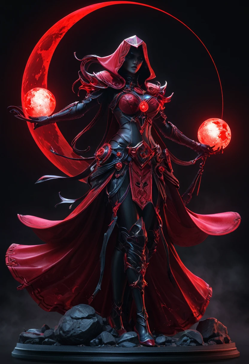 Red Necromancer, Blood Moon, Ray Tracing, masterpiece, highest quality, super high quality, 不条理なdetailed, best Light, Best Shadow, sharp, sharp image, detailed, extremely detailed, Amazing resolution, 8k, 4K, Ultra-high resolution, Particle Effects, Beautiful Effects, Vibrant colors, neon Light, neon, Light,