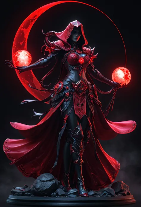 red necromancer, blood moon, ray tracing, masterpiece, highest quality, super high quality, 不条理なdetailed, best light, best shado...